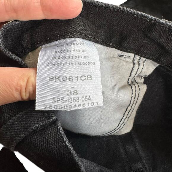 Wrangler Cut Reworked DIY Off Black Denim Jean Shorts Raw Hem Size 38 Festival - Picture 12 of 12